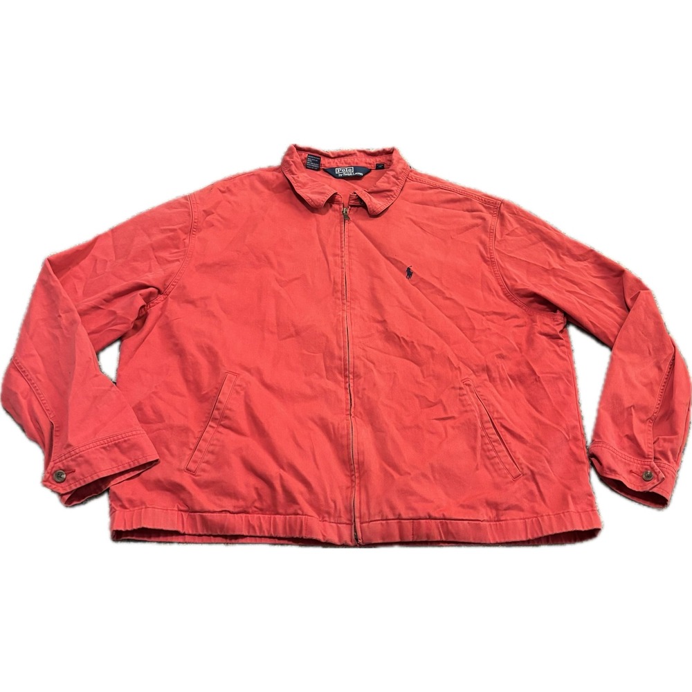 Polo Ralph Lauren Bayport Jacket Mens XXL Washed Red Cotton Windbreaker Plaid